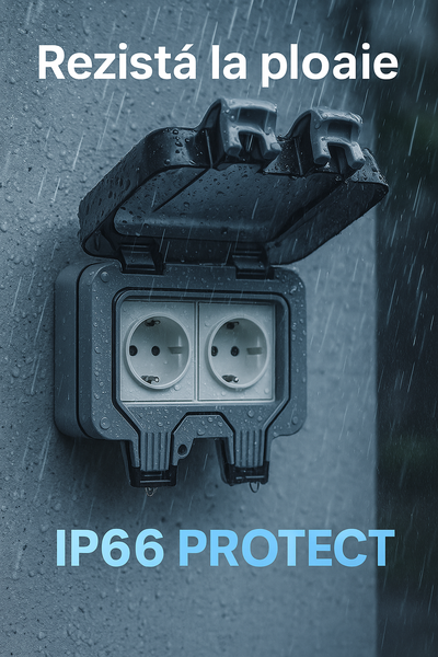 Priza dubla de exterior IP66 - Schuko, rezistenta la apa si praf